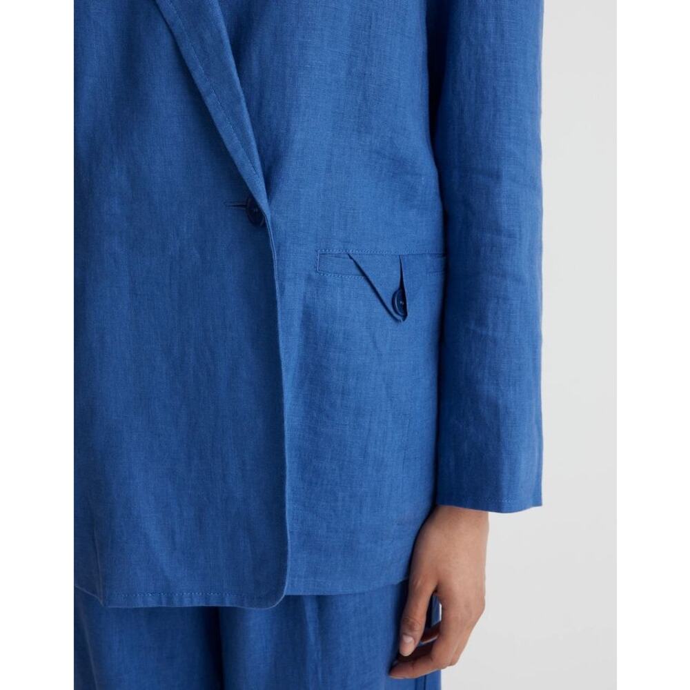 Madewell Double-Breasted Crossover 100% Linen Blazer in Bluestone - Picture 3 of 13